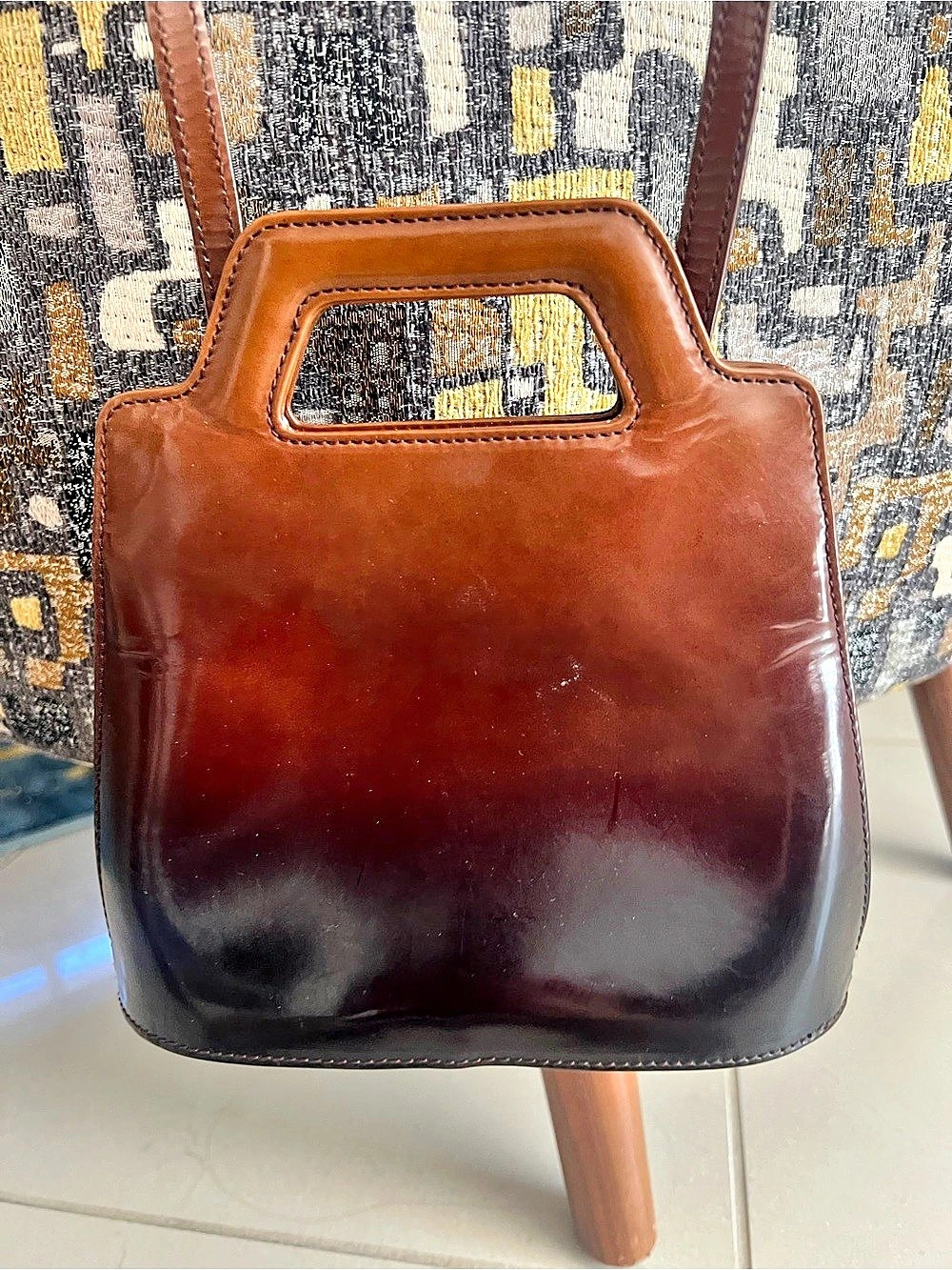 Salvatore Ferragamo Brown & Black Geometric Shoulder Bag - Picture 4 of 12
